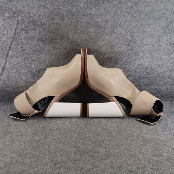 Aldo Shoes Womens 7.5 Pumps Ankle Wrap Buckle Bootie Peep Toe Leather Block Heel - Picture 10 of 16